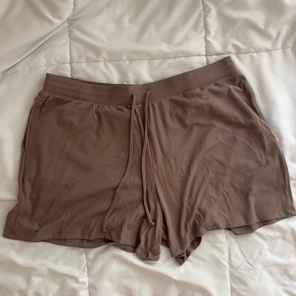Sanoma Brown Ribbed Lounge Shorts
